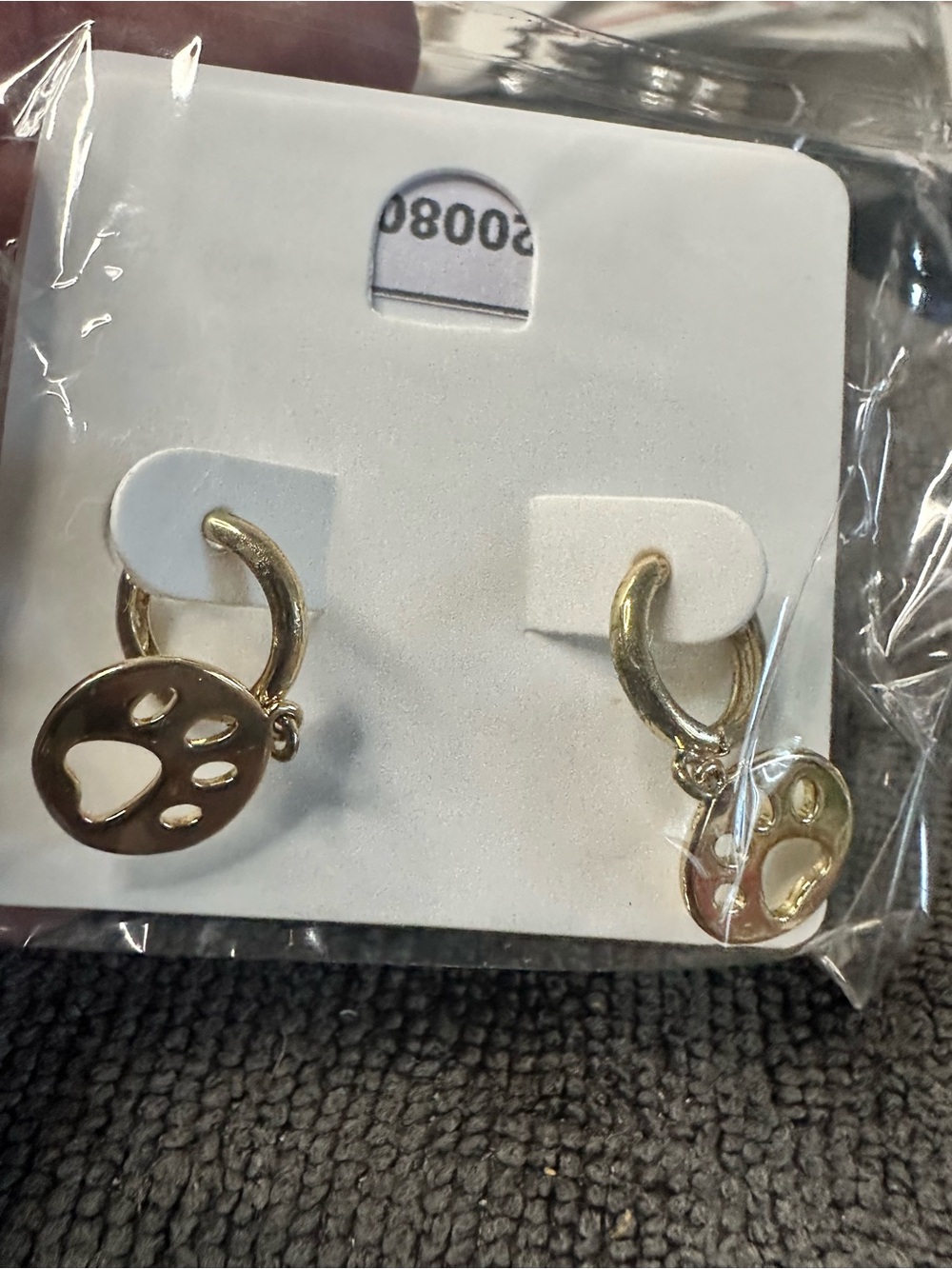 Gold Paw Print Huggie Hoop Earrings for Women